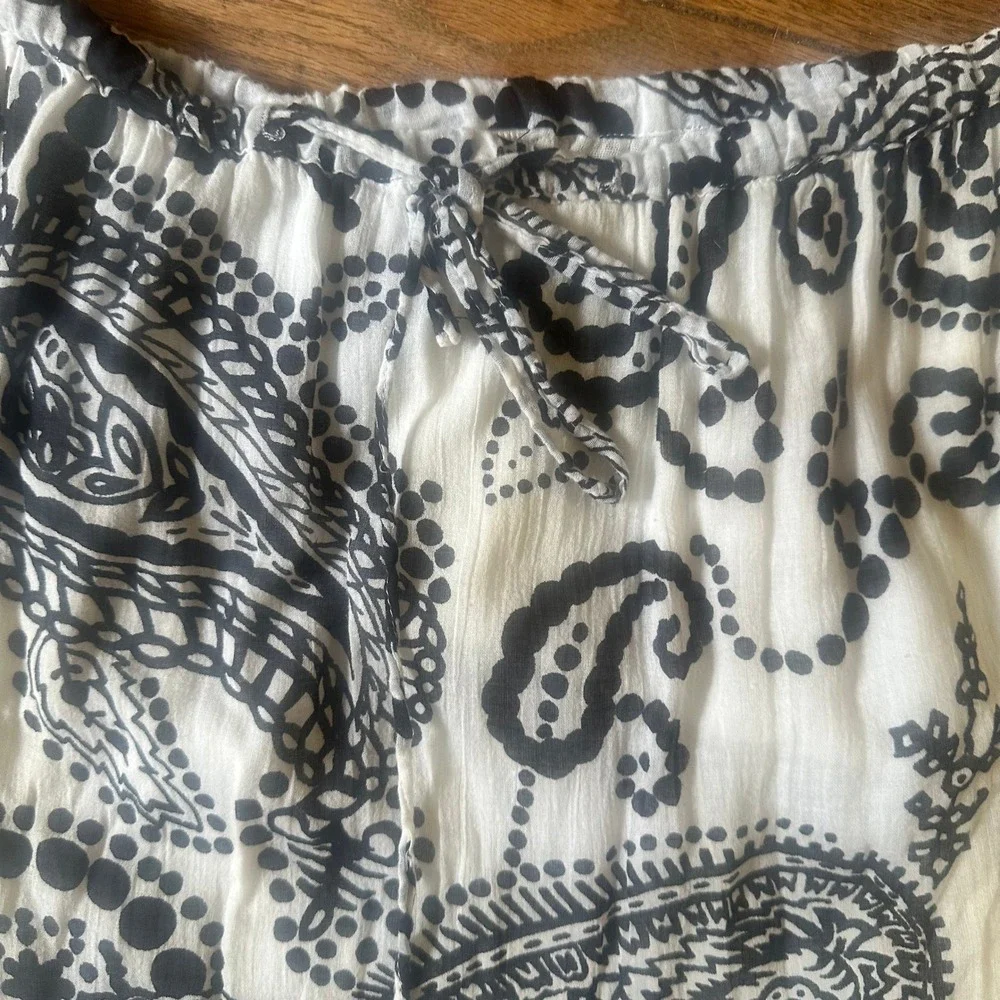 Tiered Paisley Cotton Midi Skirt Boho Flowy Bobbie Brooks Black White 2X